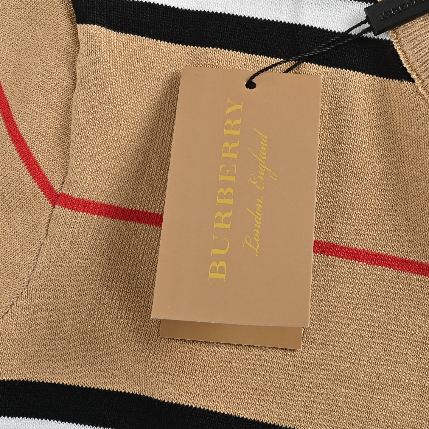 Burberry Embroidered Logo Striped Knit Short Sleeve