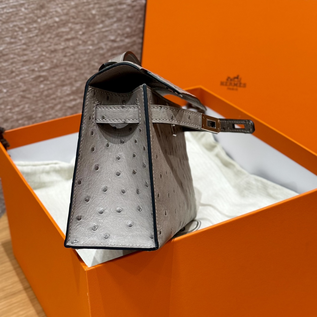 Hermès Kelly Pochette 18Gris tourterlle handbag (handmade to order)