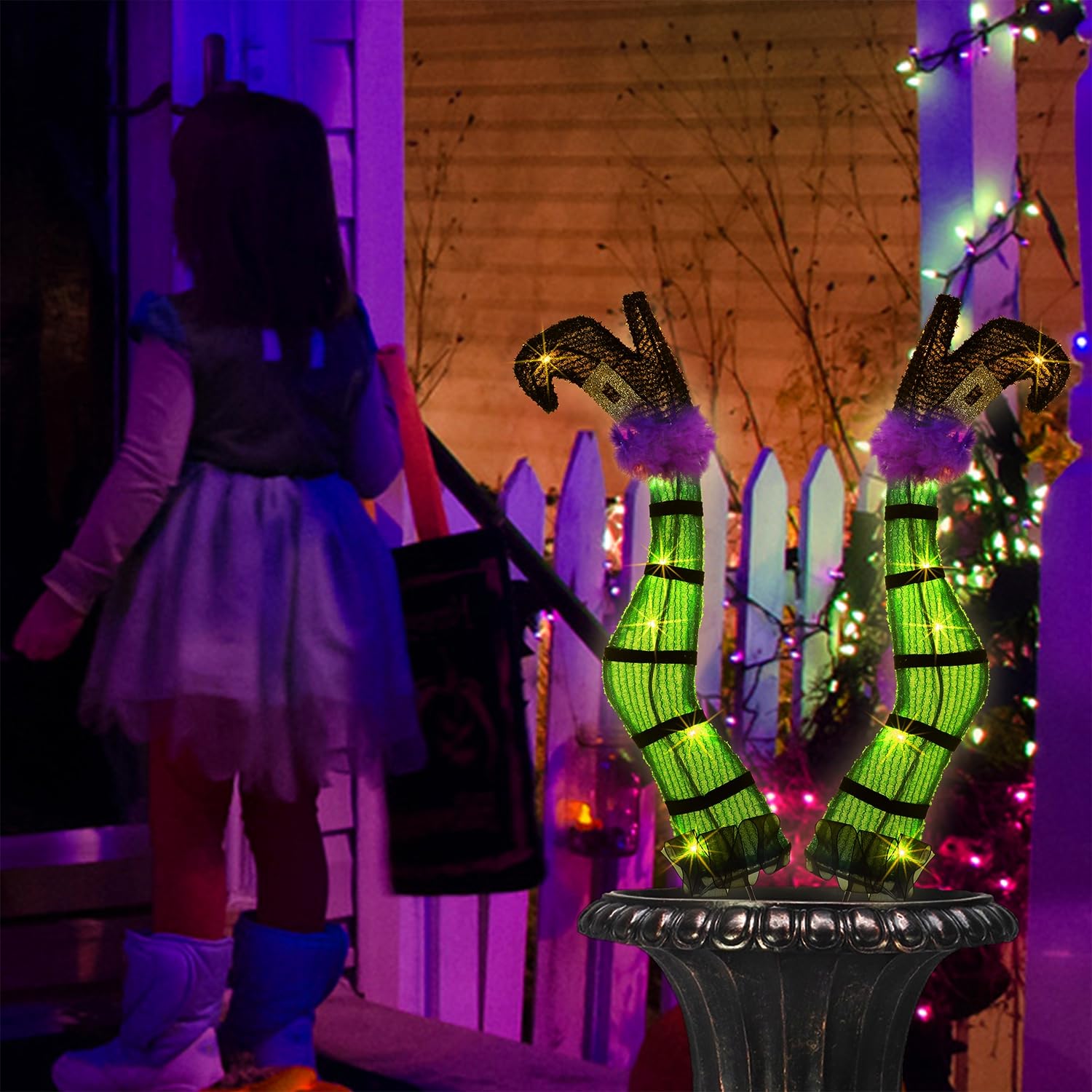 Halloween Lighted Wicked Witch Legs with Stakes - Height- 22