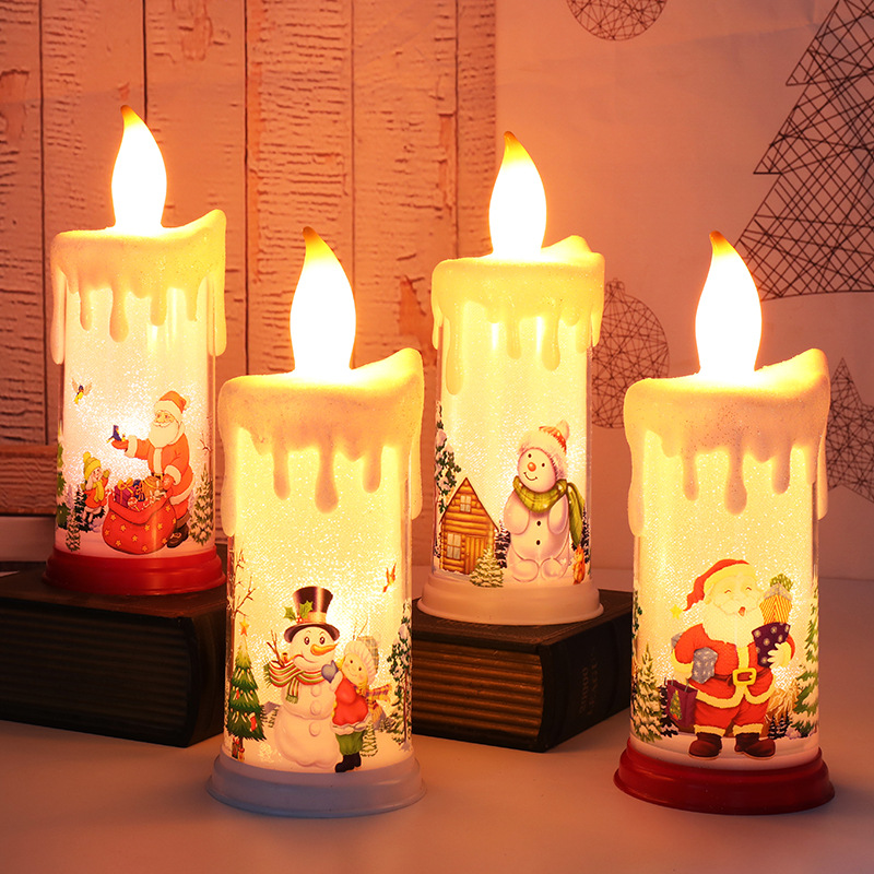 🔥🔥Christmas decoration candle lamp LED simulation flame candle Santa Claus snowman decoration night light