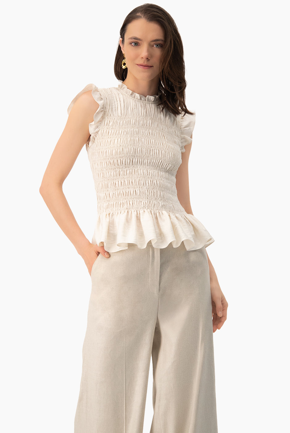 Blusa lisa con smock