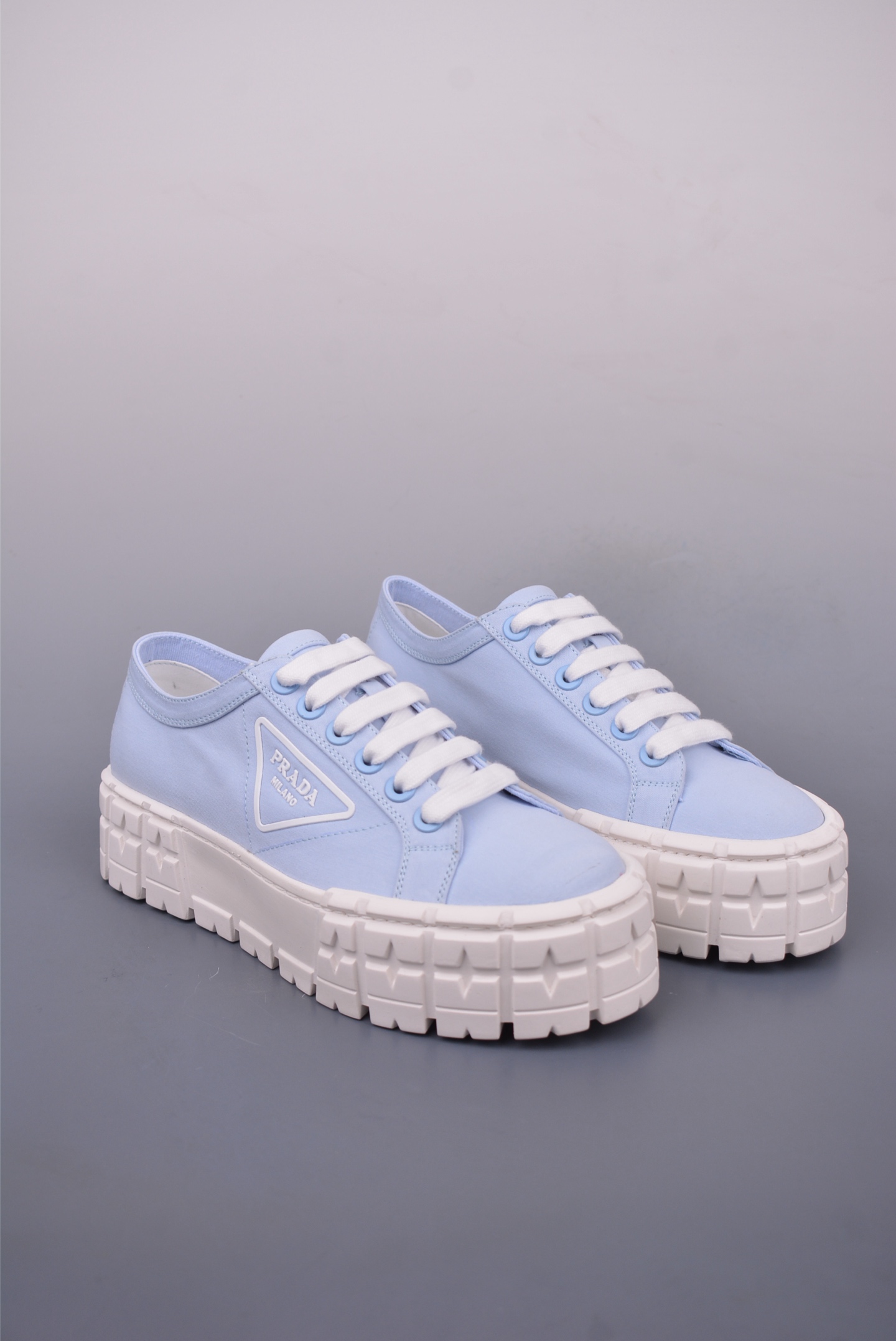 Prada Nylon Gabardine Low Sneakers Canvas Light Blue White SPAZZOL