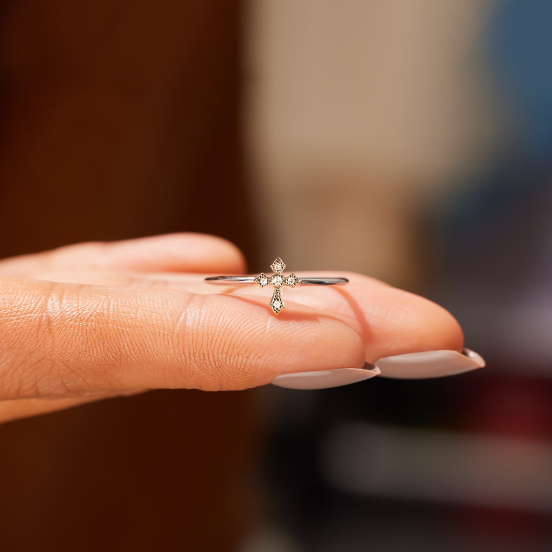 Pray Through It Minimalist Cross Ring