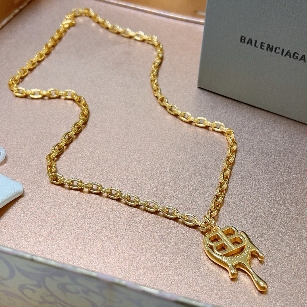 Balenciaga BB chain gold necklace