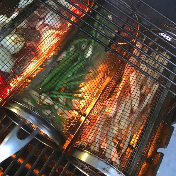 Rotating drum grill🔥 (a must-have for parties)