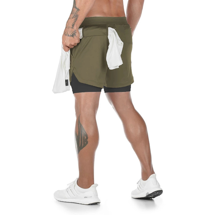 Summer sports shorts men's double-layer quick-drying breathable squat jogging casual pants basketball pants