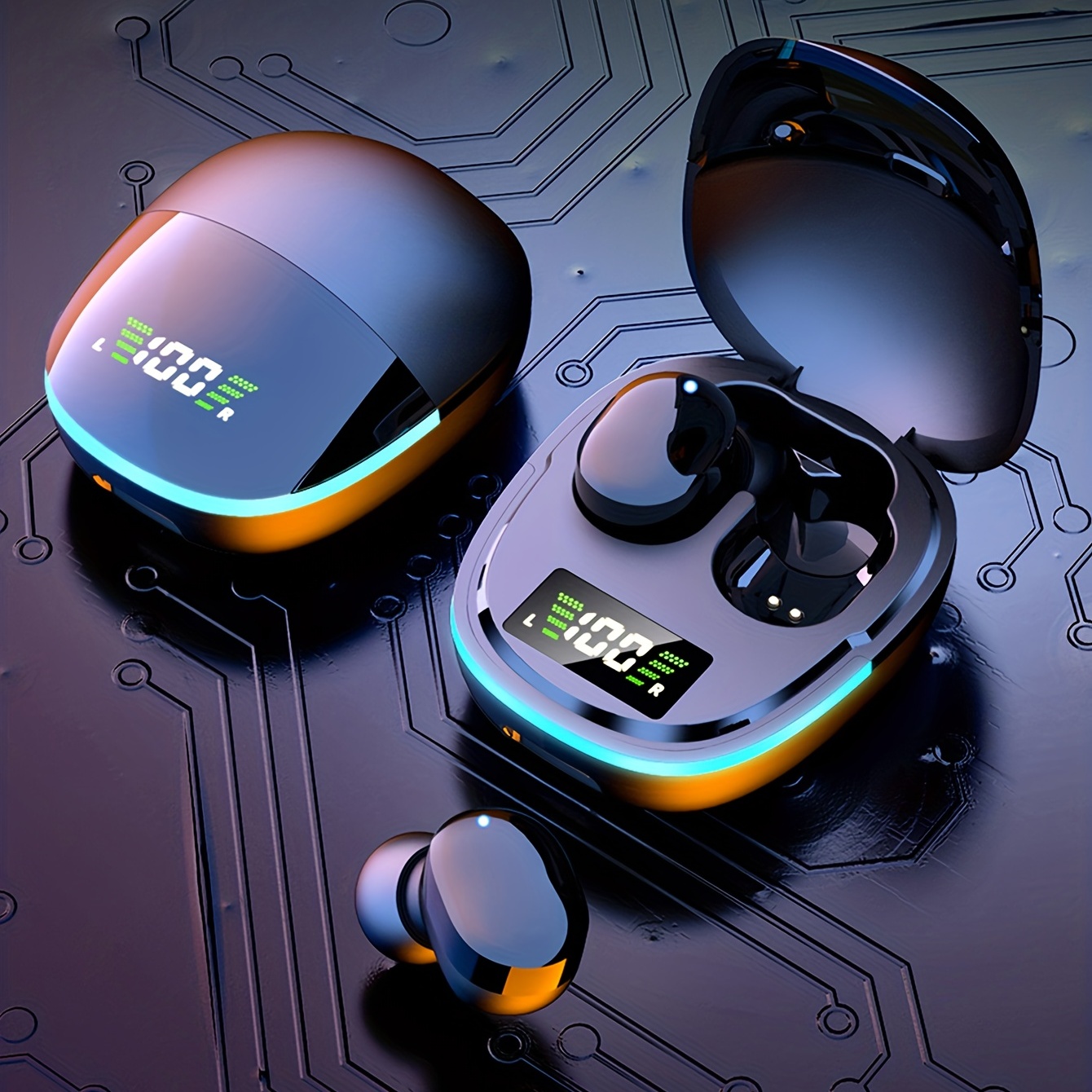 TWS V5.3 True Wireless Stereo Earbuds, TWS Gaming Hands-Free Earphones, Touch Button, Low Latency Earphones, Dual Connection, Waterproof IPX4 Earphones, With RGB Light Charging Case, Built-in Mic, For Smartphone For Android And For IOS System