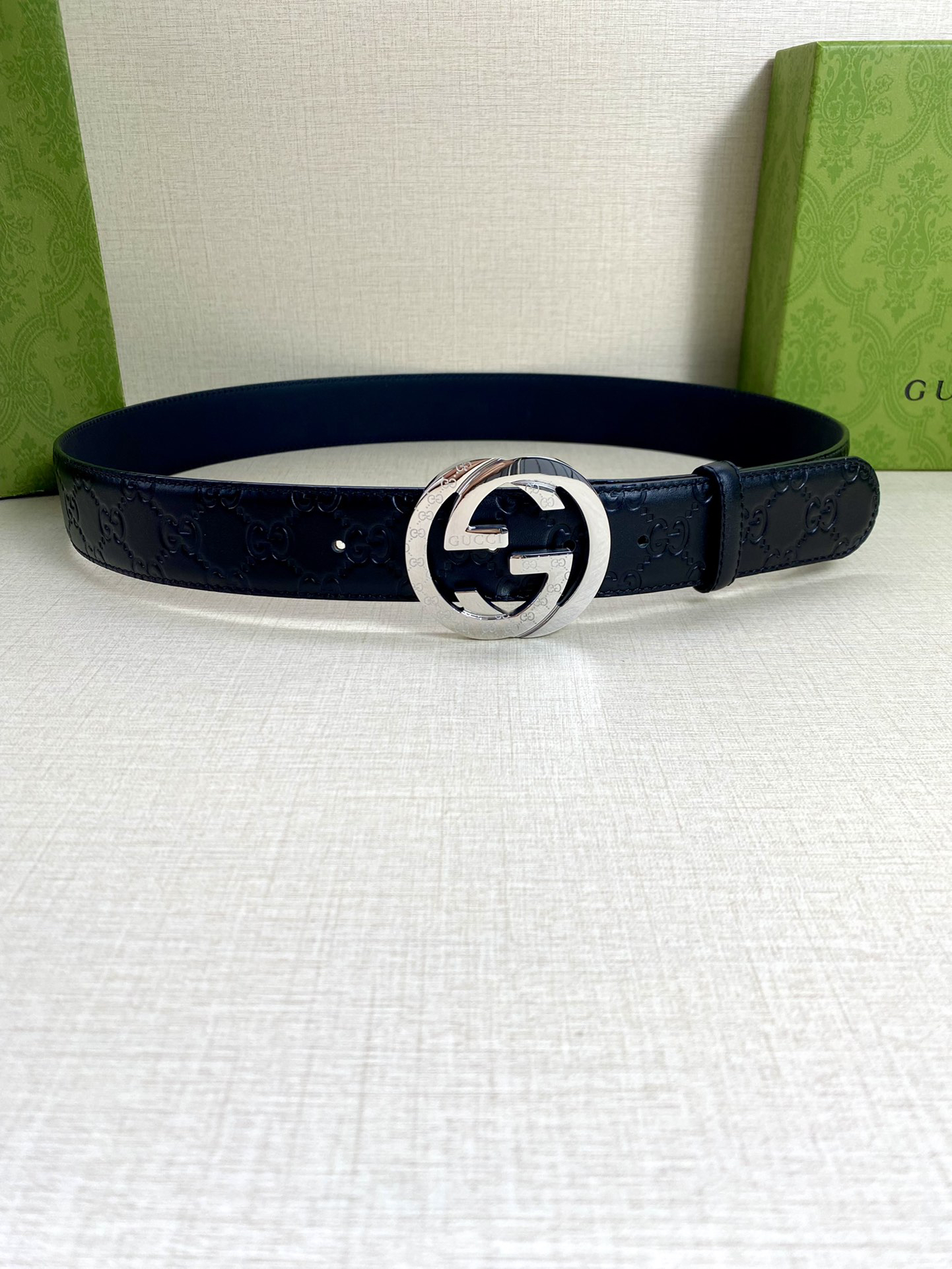 Gucci Interlocking Double G Double-sided Leather Belt 4.0CM Width