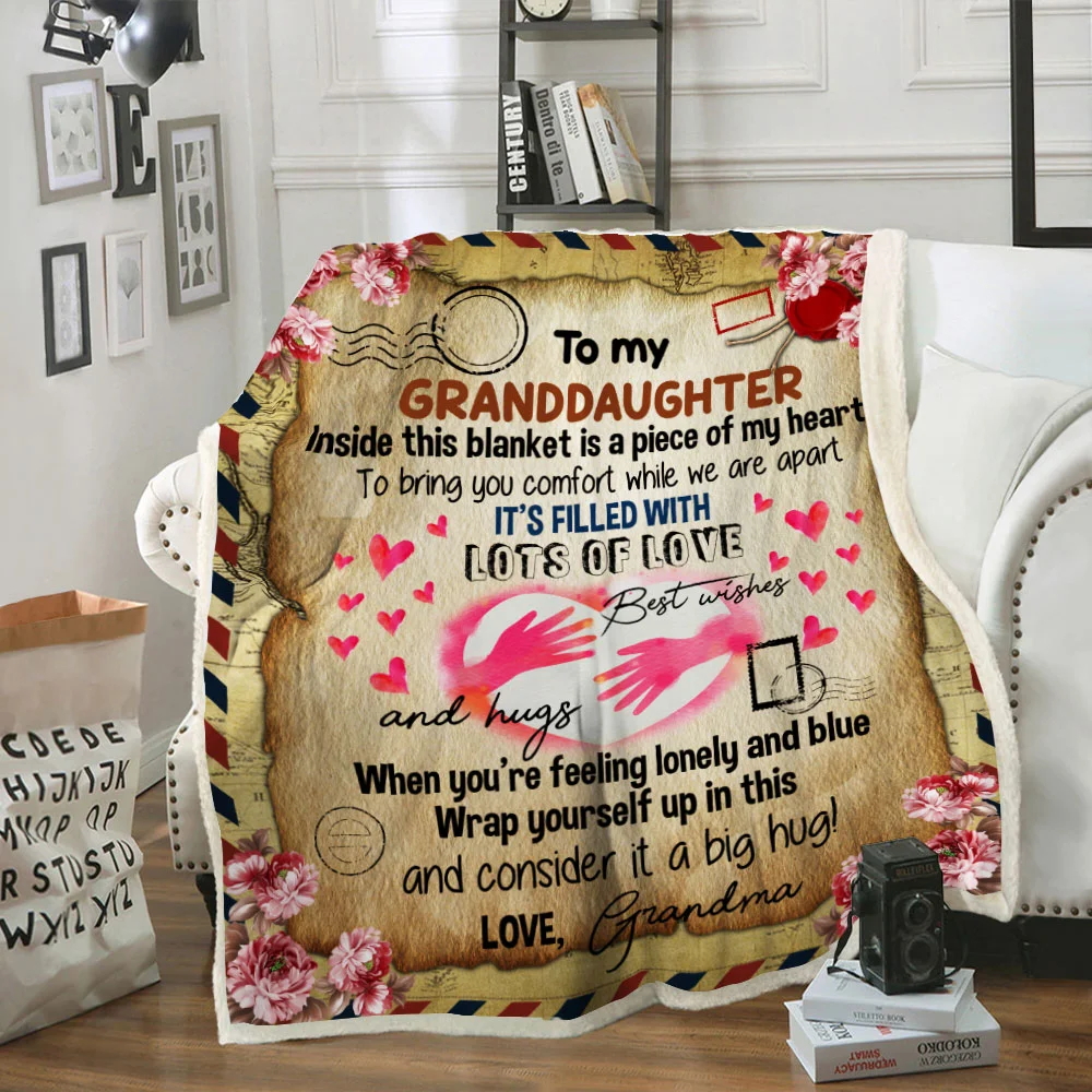 Grandma To Granddaughter, Inside This Blanket Is A Piece Of My Heart, Sofa Throw Blanket