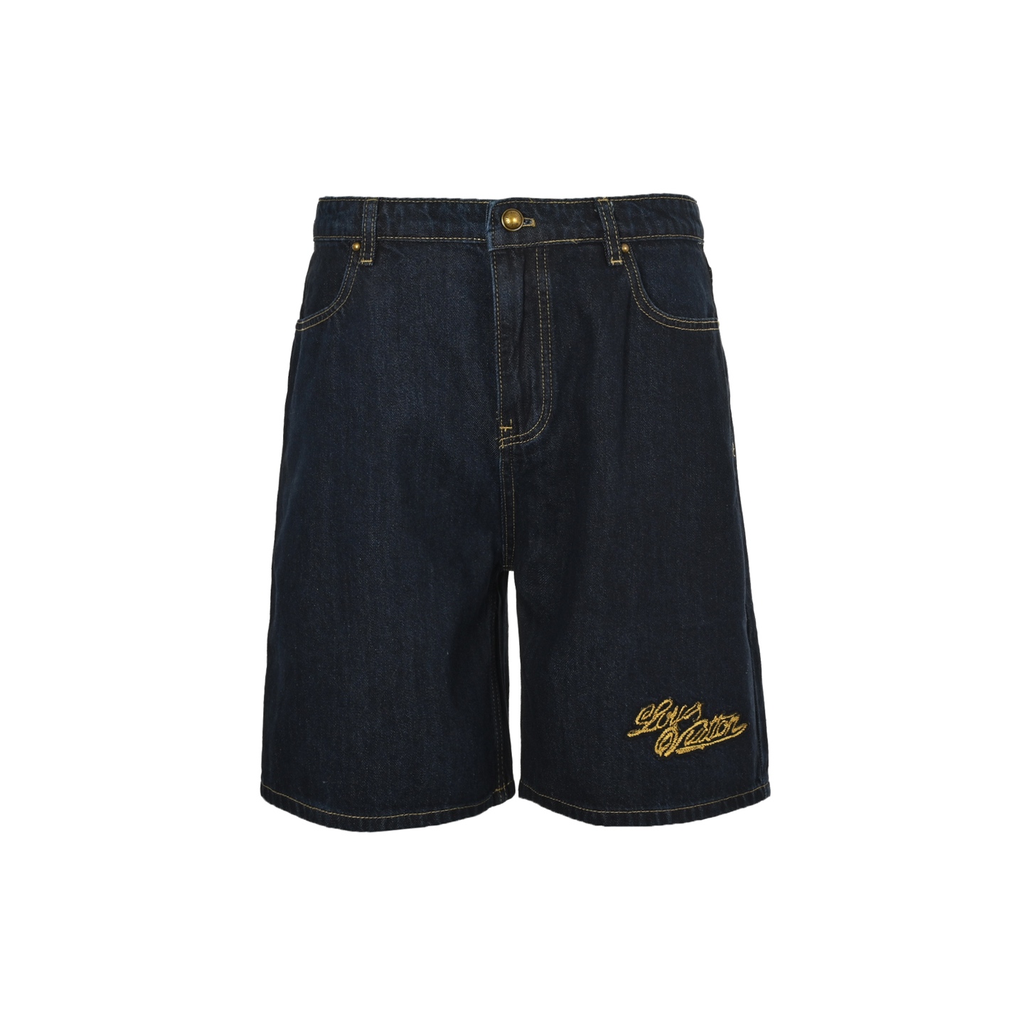 Louis Vuitton 25ss rope signature monogram embroidered denim shorts