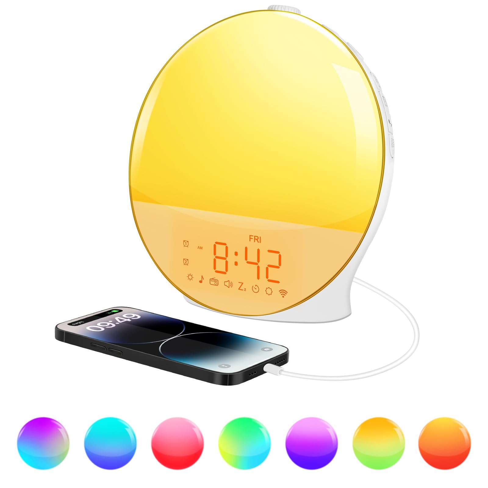 Sunrise Alarm Clock for Heavy Sleepers, Wake Up Light with Sunrise/Sunset Simulation