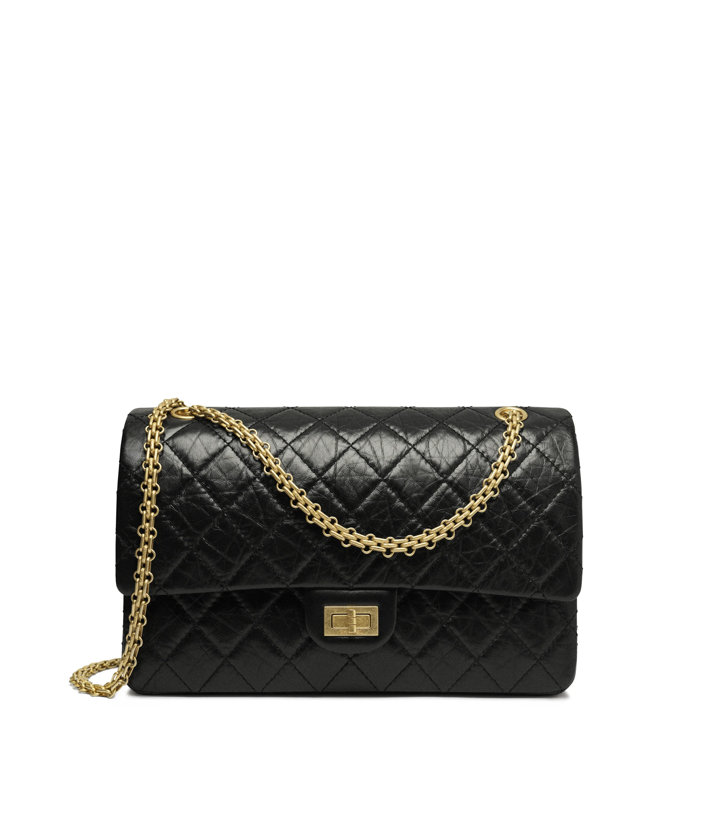 Chanel 2.55 Bag Aged Calfskin & Gold-Tone Metal Black A37587-Y04634-C3906
