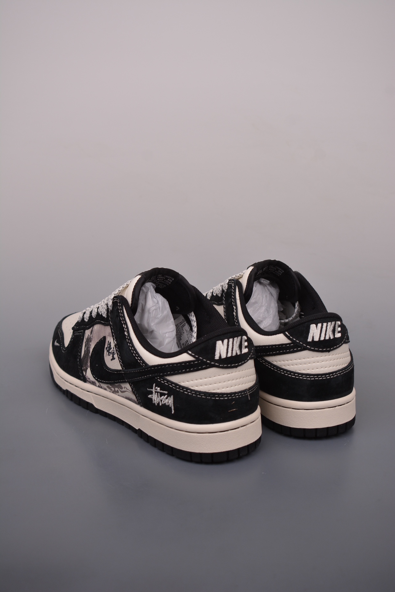 Stussy x Nike SB Dunk Low Black Myth Wu kong black and white embroidery