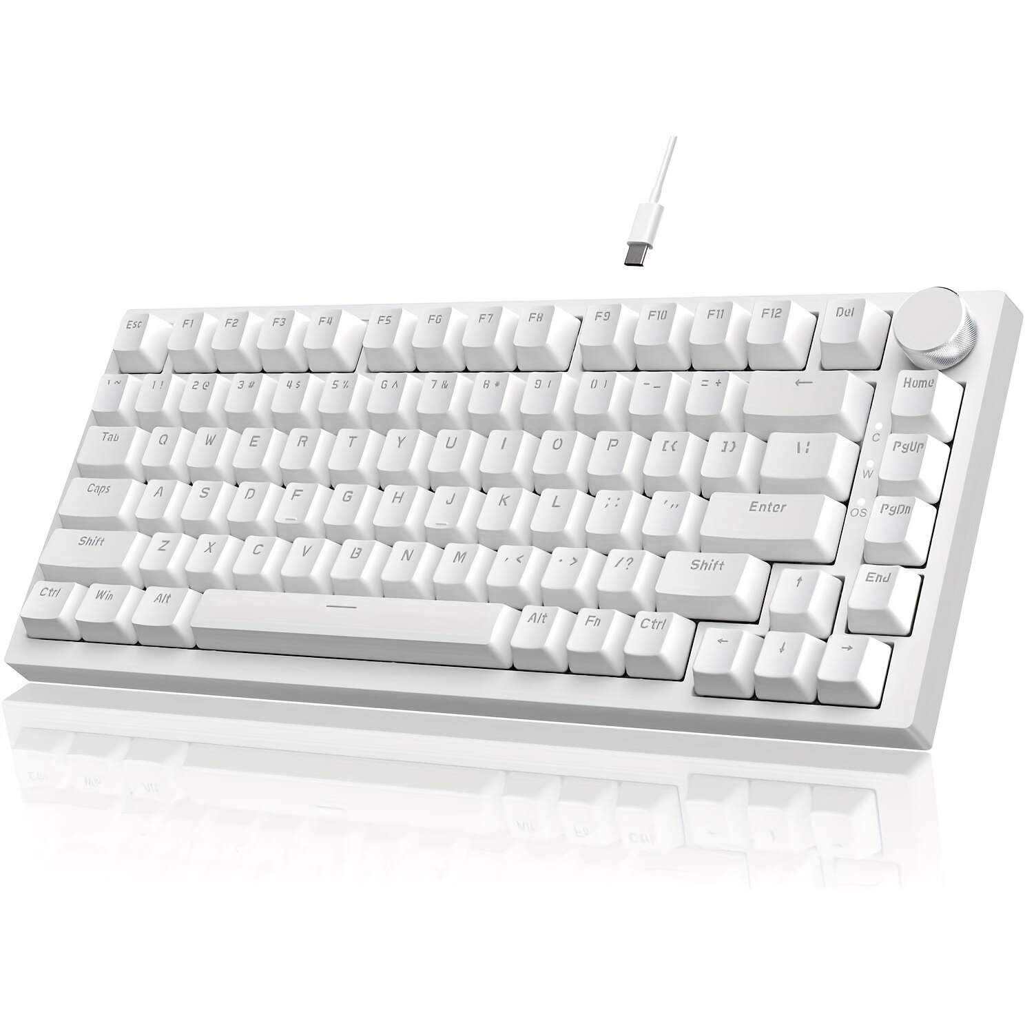 [AK820 Gaming Keyboard] AK820 Wired Mechanical Gaming Keyboard | 75% Compact Design, Hot Swappable, PBT Keycaps, Ice Blue Backlit, Ergonomic Layout, Durable Metallic Finish | Efficient Typing for PC/Win/Mac
