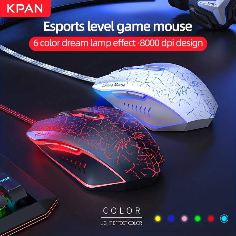 8000DPI Ergonomic Wired Esport Mouse USB Mouse Gaming RGB Mause Gamer Mouse 7 Button LED Silent Mice For PC Laptop Computer Gift For Birthday/Valentines/Easter/Boy/Girlfriends