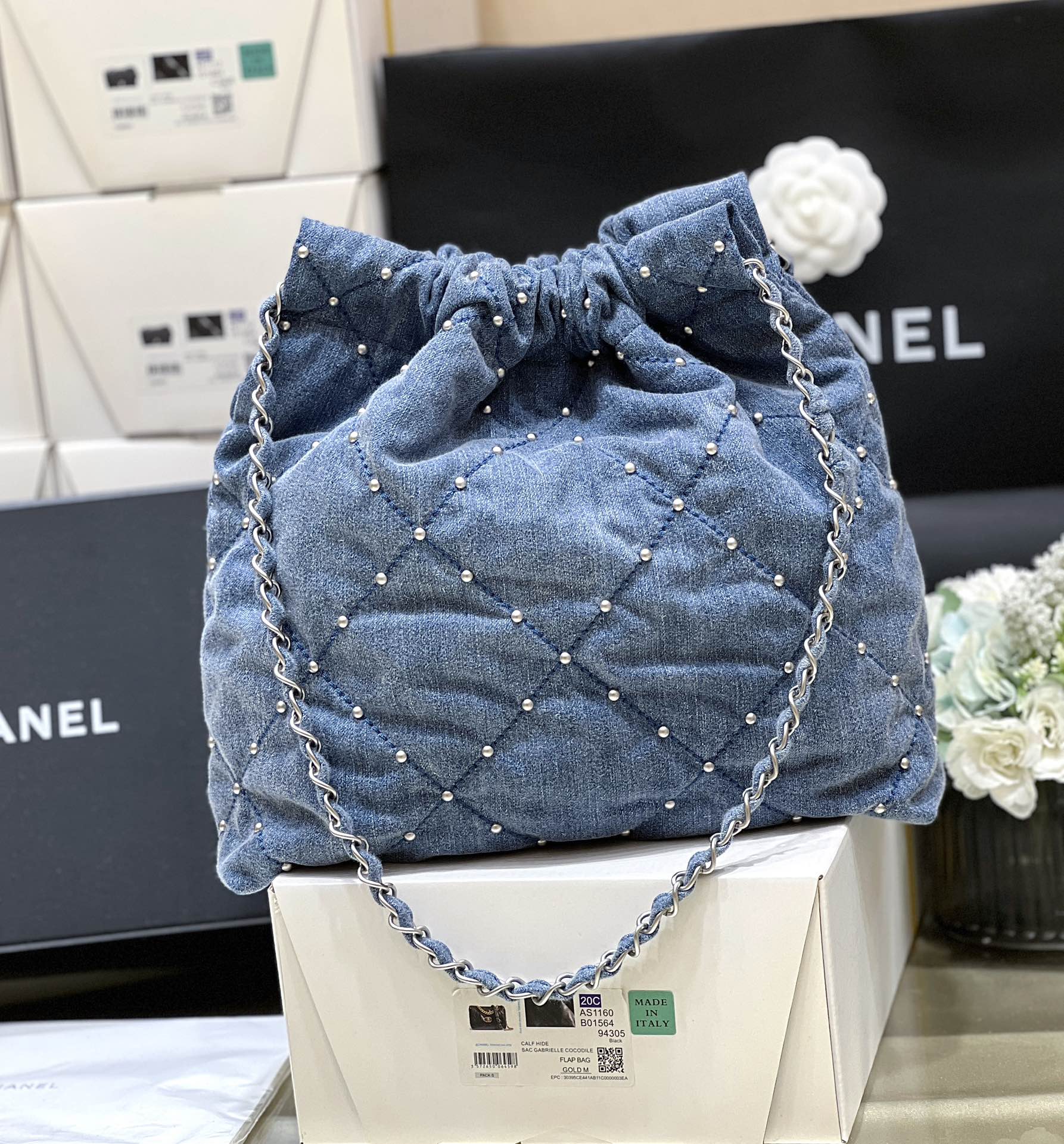 Chanel 24S Spring/Summer Collection Rivet Denim Handbag AS3260