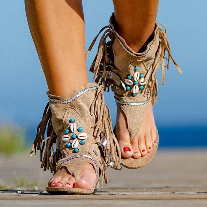 ❤️Mother's Day Sale 50% OFF❤️Women's BohemianFringed Toe Flat Sandals