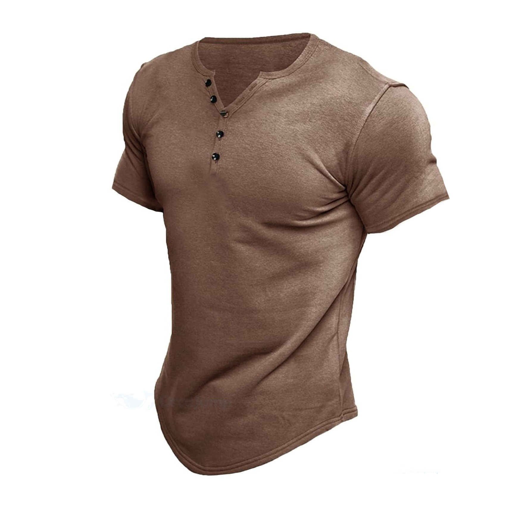 Casual Solid Color Basic Henley Collar T-Shirt