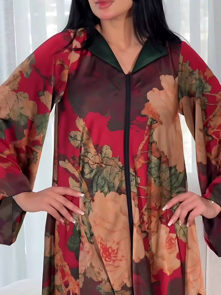 V-Neck Artistic Elegant Printed Dress