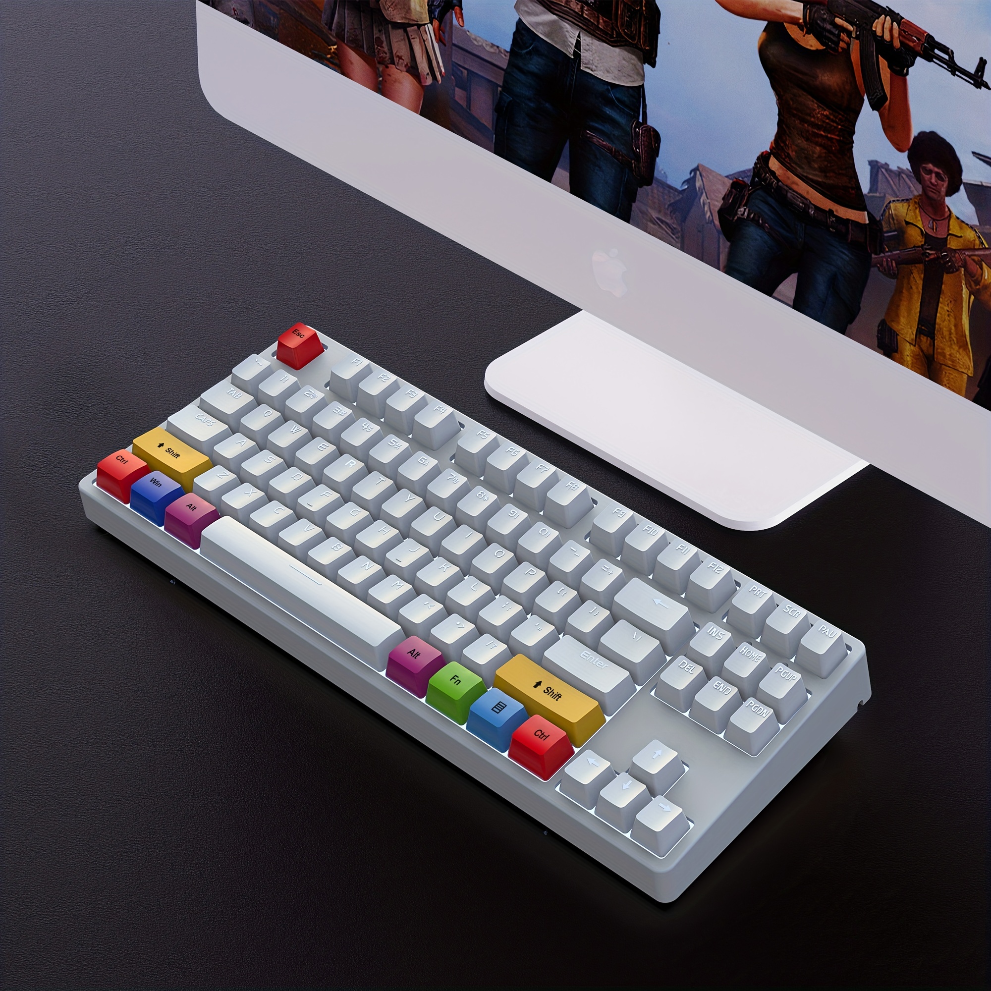 Compact 87-Key Mechanical Gaming Keyboard with Red Switches & Custom PBT Dye Sublimation Keycaps