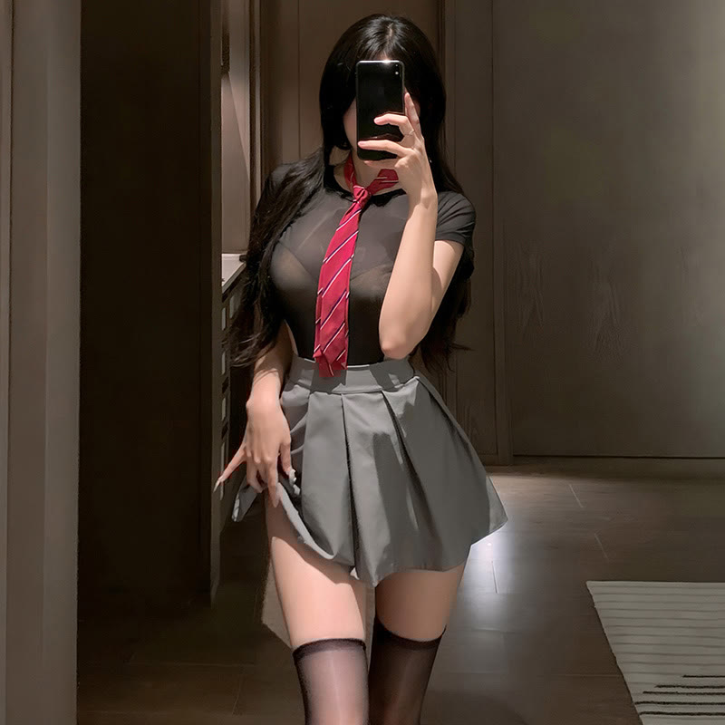 Cosplay See-through Tie Lingerie Set