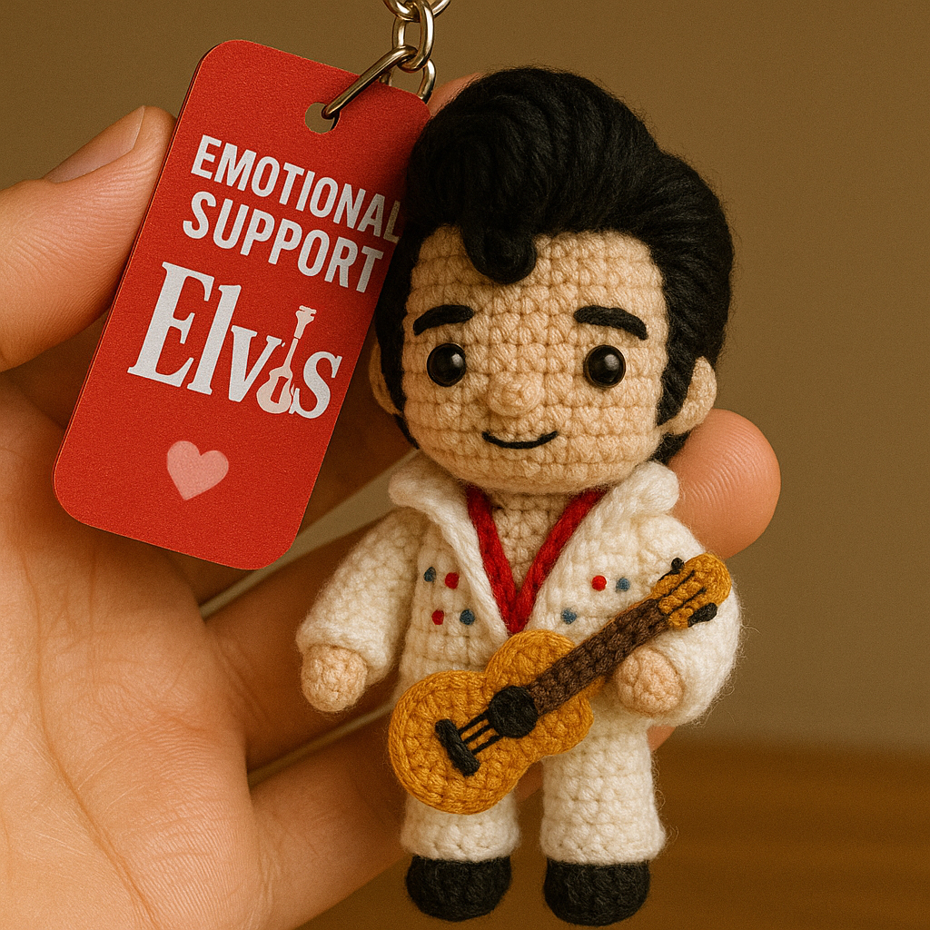 Elvis Presley Emotional Support Crochet Keychain