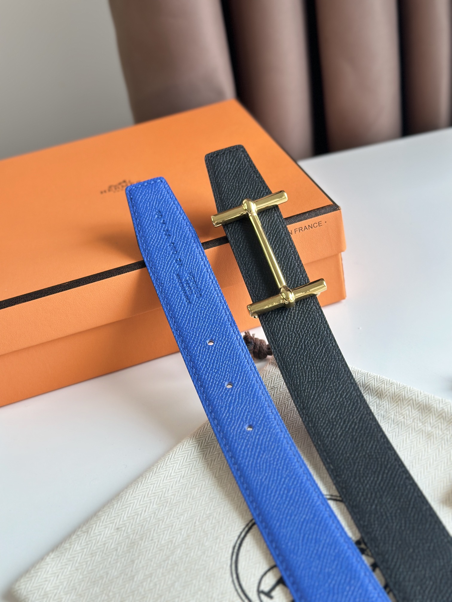 Hermès new double-faced calfskin belt width 3.2CM