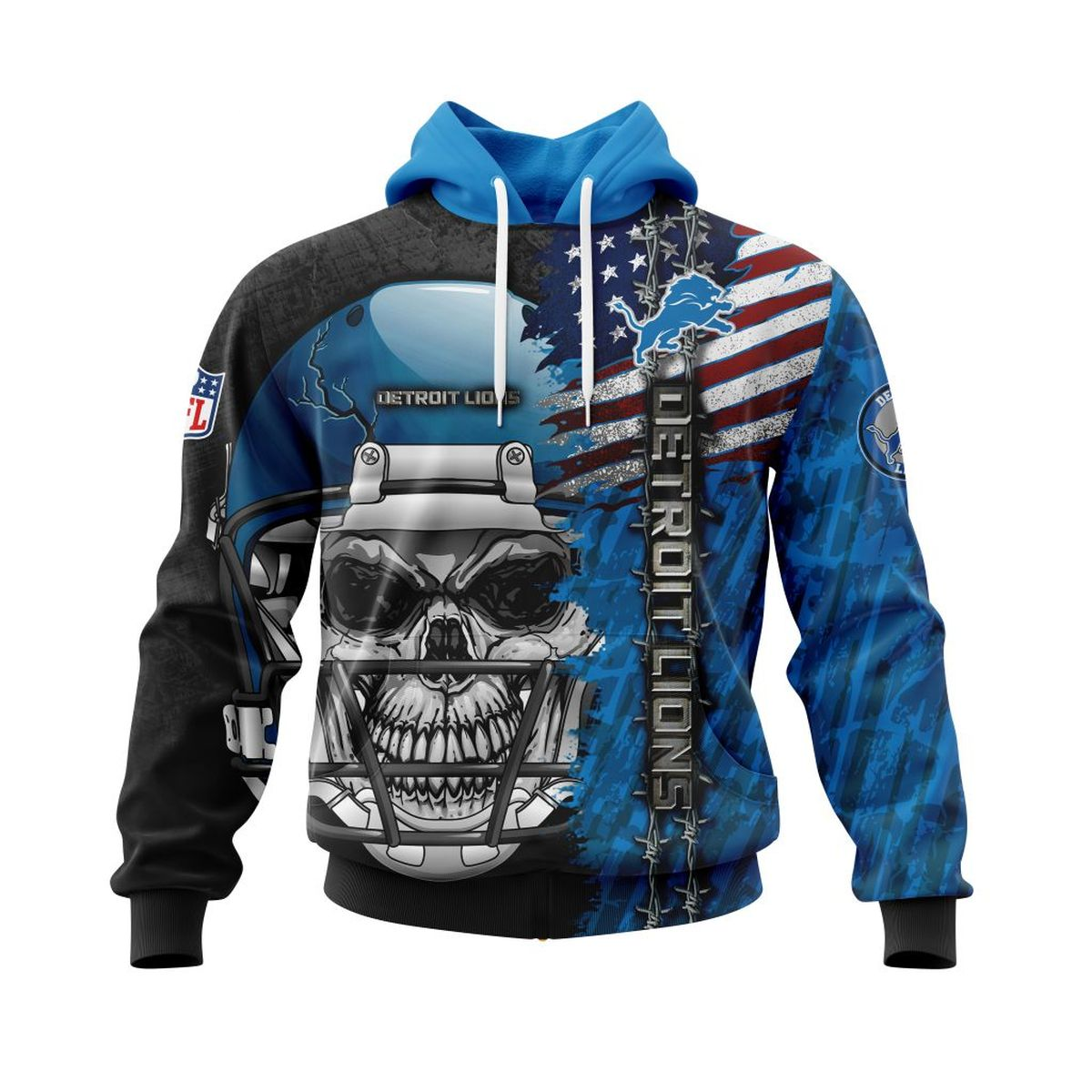 DETROIT LIONS 3D HOODIE SKULL0803