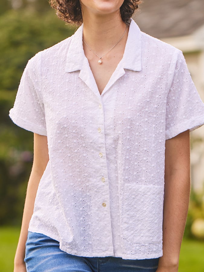 Women's Solid Color Cotton And Linen Lace Patchwork Top