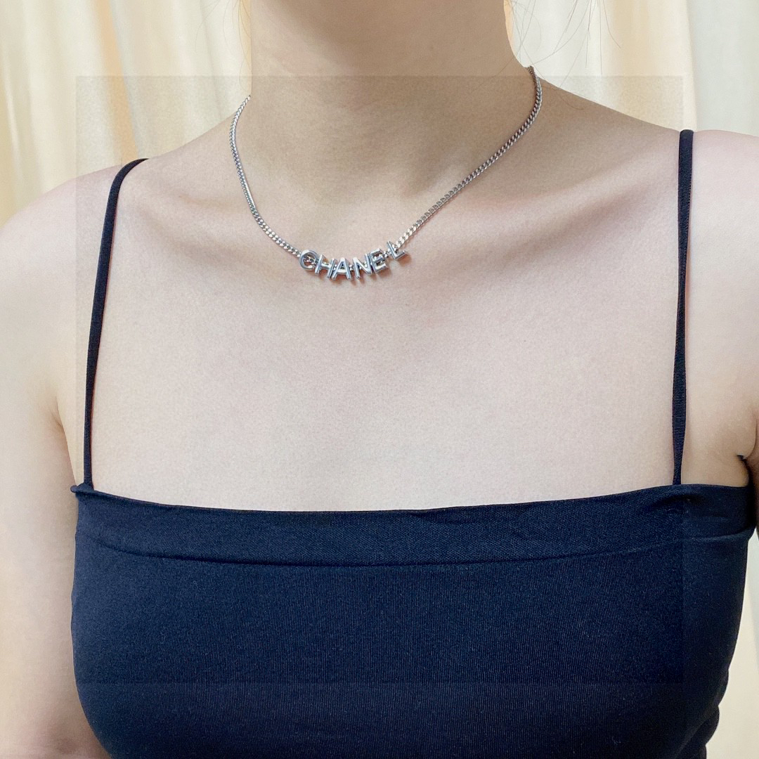 Chanel's latest silver letter necklace