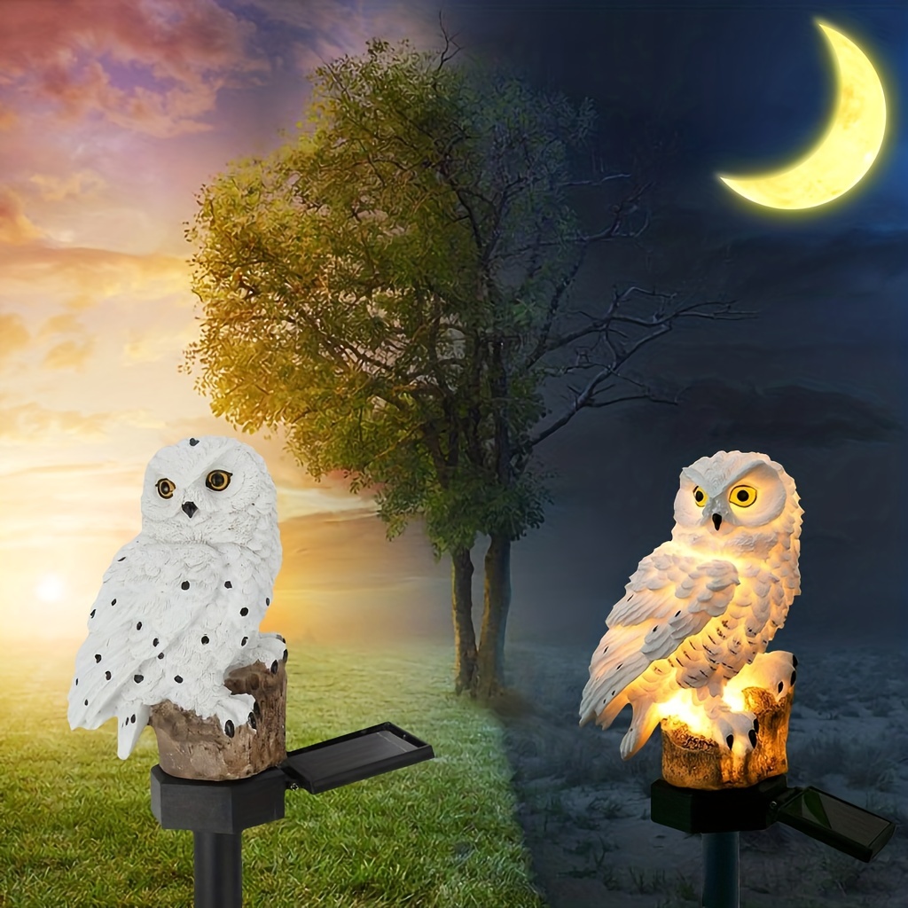 1pc Garden Solar Lights Outdoor Decorative Resin Owl Solar LED Lights With Stake For Garden Lawn Pathway Yard Decortion