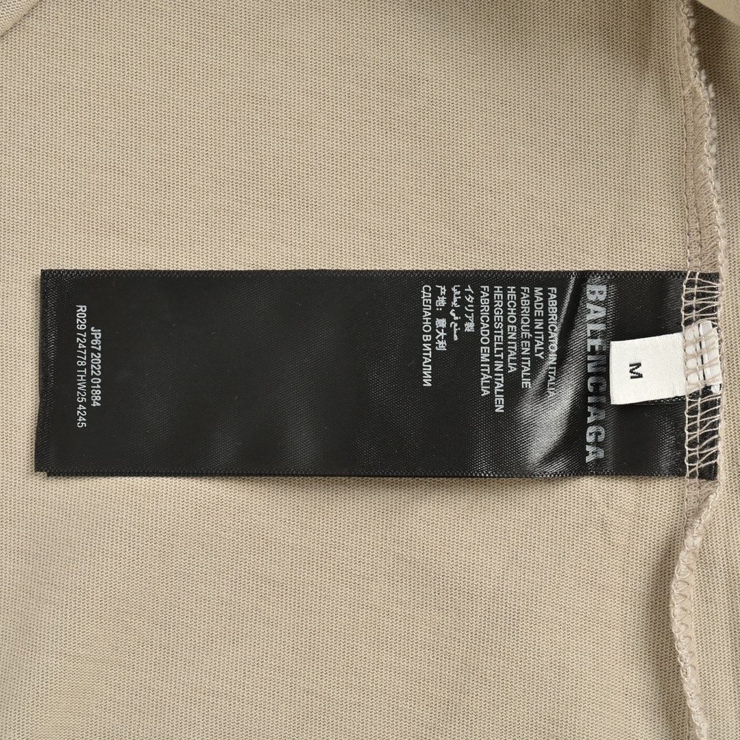 Balenciaga Chest Letter Print Washed Distressed Short Sleeves