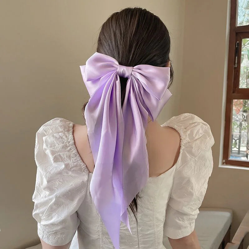 Long Satin Hair Bow