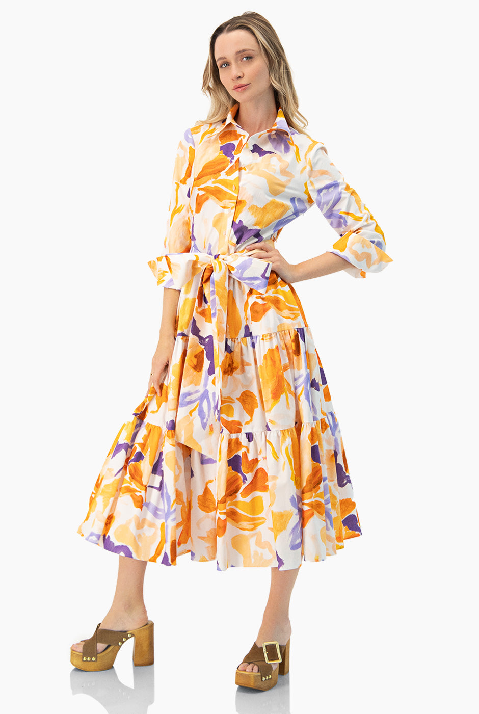 Vestido camisero con cinta