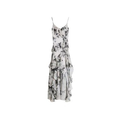 New Style Lotus leaf edge Butterfly skirt floral irregular dress