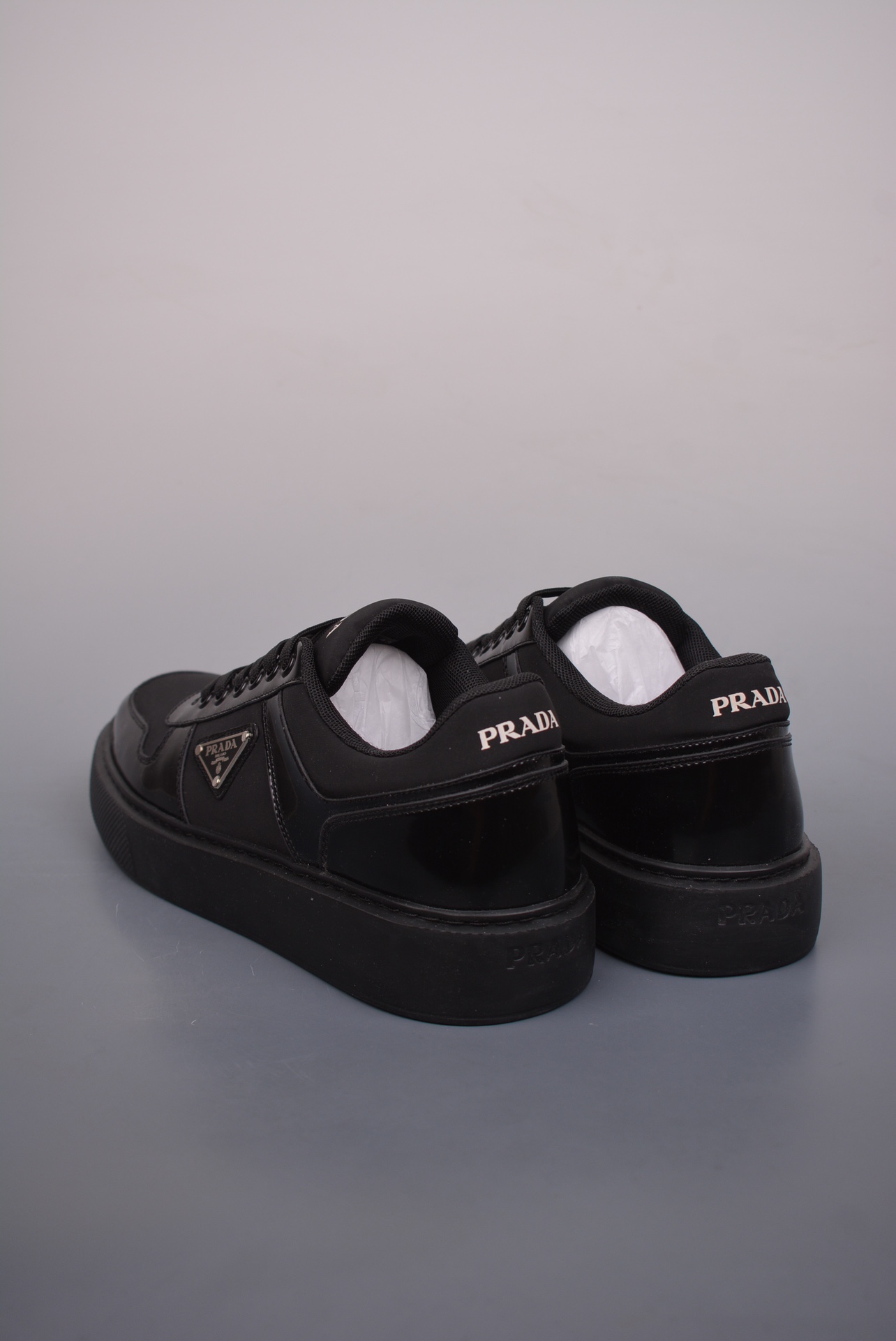 Prada Downtown Low Sneakers Glossy Black