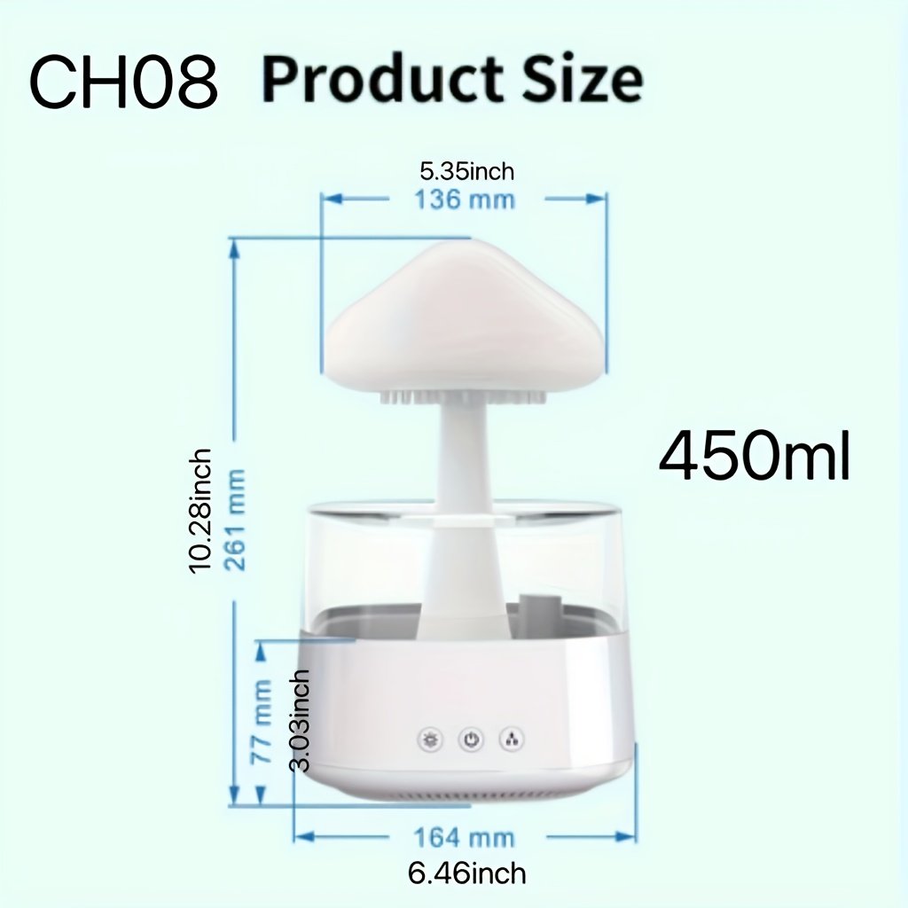 Creative Intelligent Multi-mode Multi-scene Colorful Lights Household Commercial Adjustable Rain Rain Cloud Humidifier USB Ultrasonic Atomization Colorful Night Light Cloud Raindrop Arrangement Machine (usb Interface Including Fcc, Ce, Rohs)