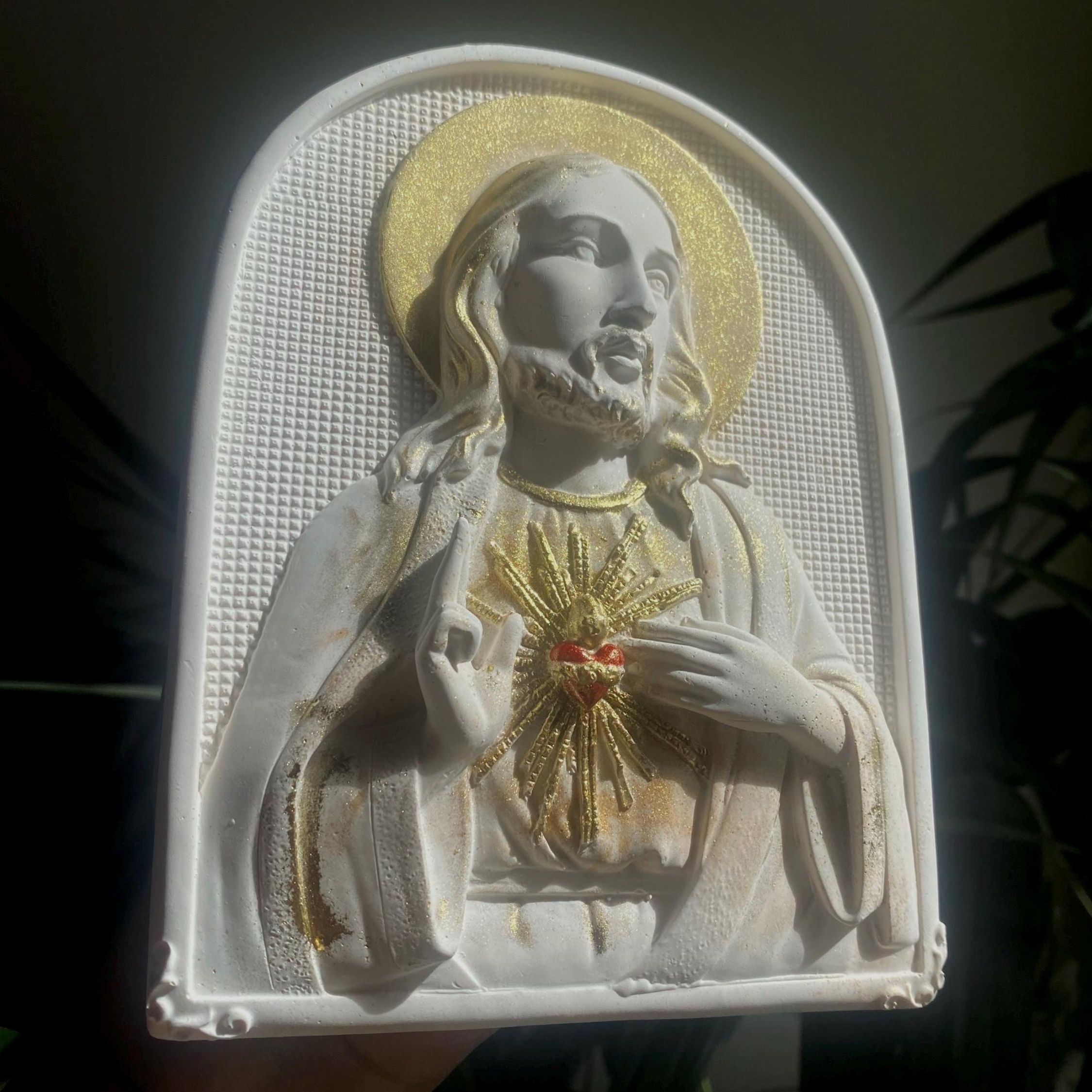 🔥ON SALE🔥Handmade Jesus Wall Plaque Religious Art Sacred Heart