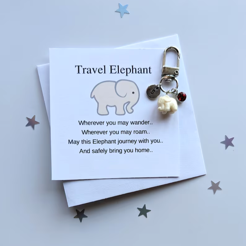 Cream Travel elephant keychain