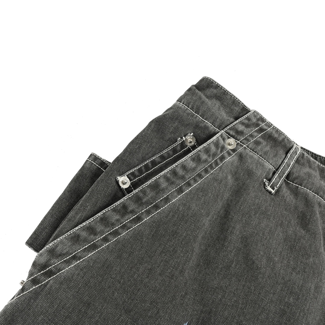 Dior & Stone Island Denim Shorts with Leather Pocket Logo