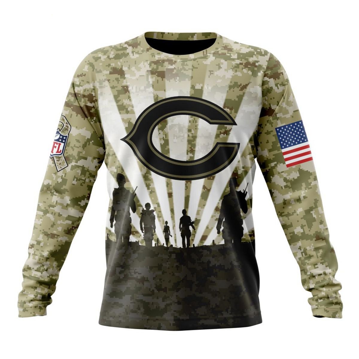 CHICAGO BEARS 3D HOODIE HONOR VETERANS