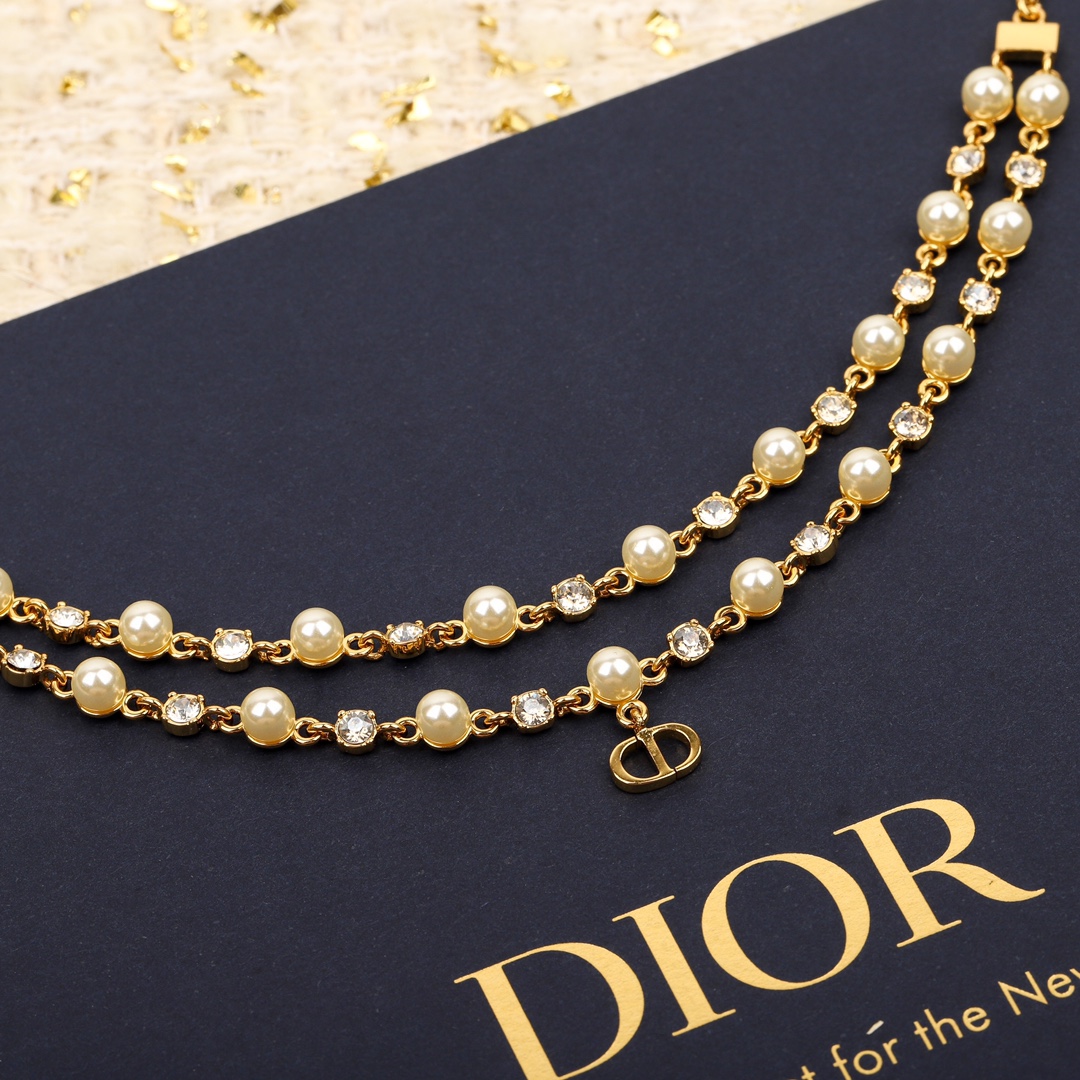 Dior Double Pearl and Diamond Necklace