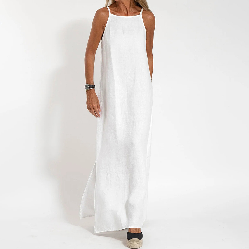 Retro Split Strap Comfy Maxi Dress