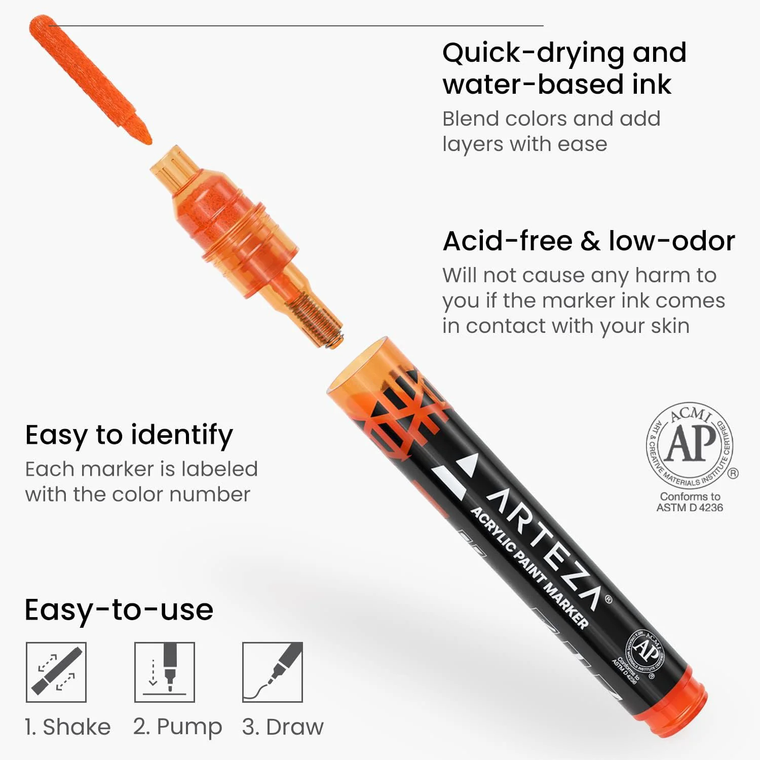 ARTEZA Acrylic Paint Markers, 40 Count