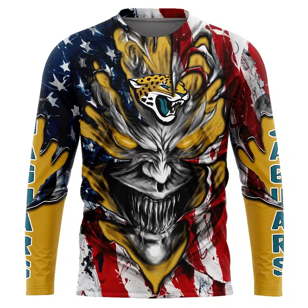 JACKSONVILLE JAGUARS DEMON FACE AMERICAN FLAG-3D UNISEX HOODIE