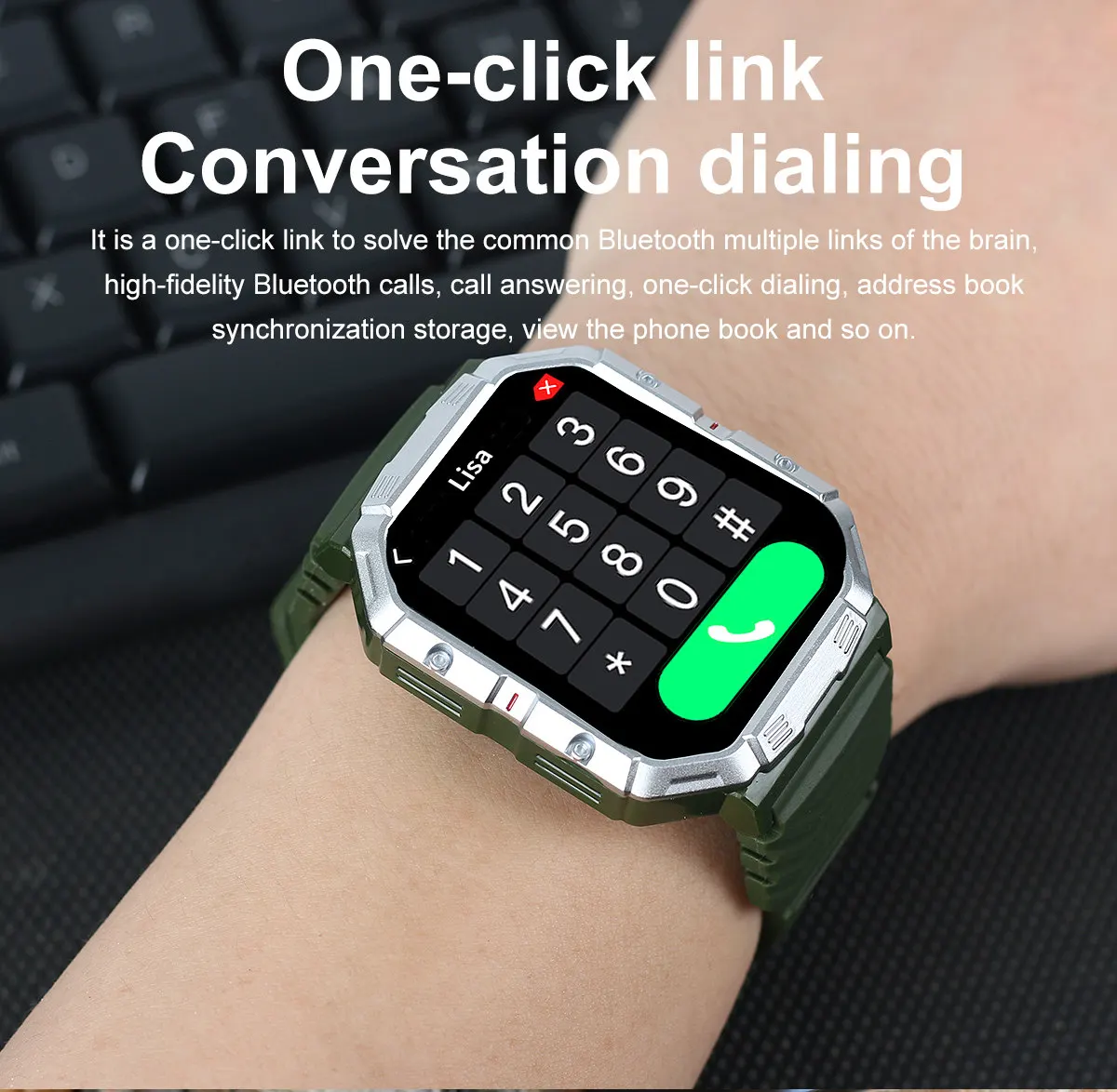 New Men's Outdoor Sports HD Bluetooth Call Smartwatch 2.02inch full screen touch AI intelligent voice assistant for Android iOS