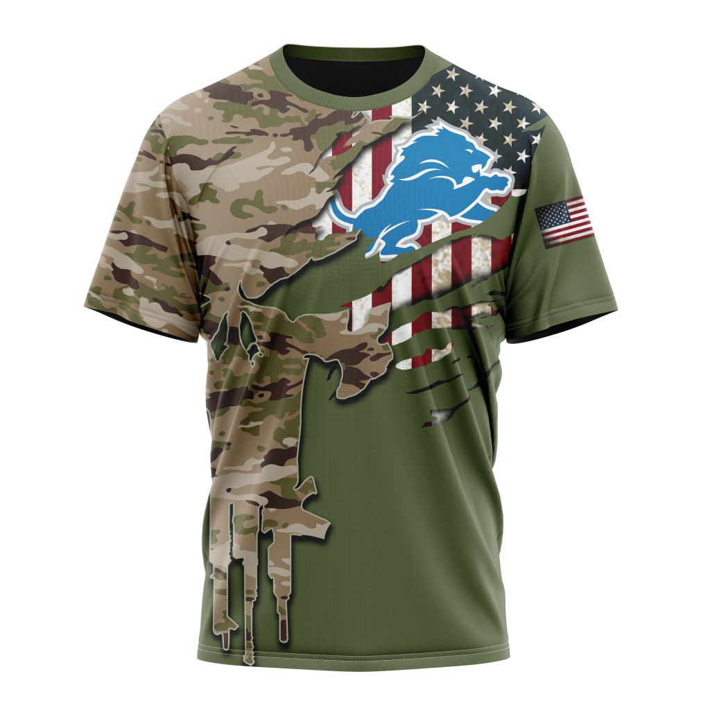 DETROIT LIONS 3D HOODIE VETERANS DAY