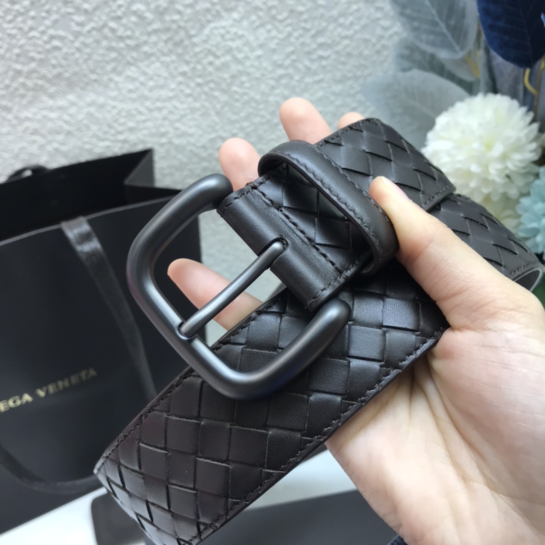 Bottega Veneta pin buckle classic woven leather belt width 4.0cm