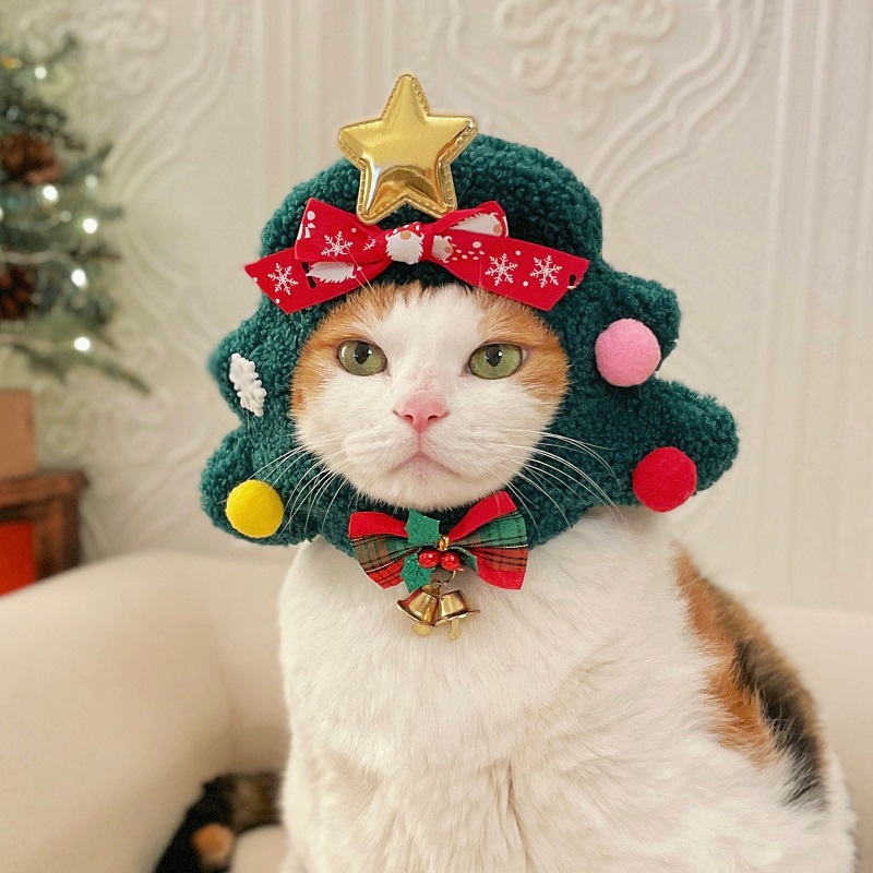 Handmade fleece Christmas Tree Costume Hat for Cat Dog