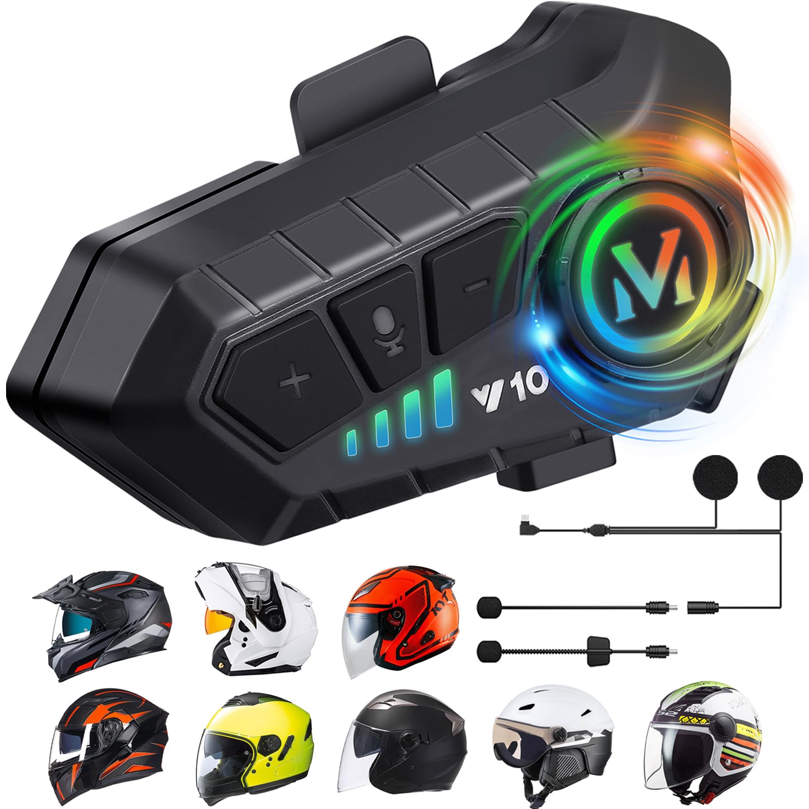 🔥ON SALE - 50% OFF🔥Motorcycle Helmet Speaker, IPX6 Automatic Answer/Call Music Control/Intelligent Noise/Wake up Siri, Compatible with All Helmets